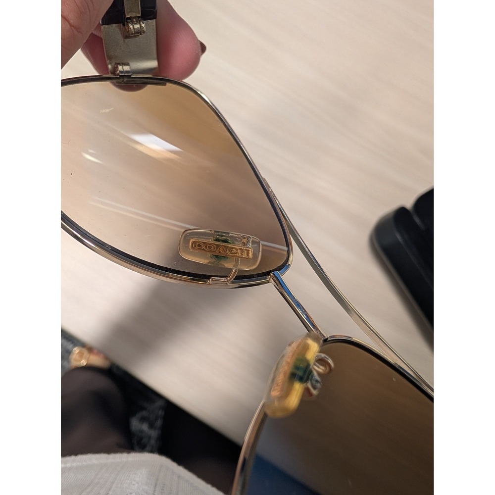 Coach, Olivia Aviator Sunglasses, Light Gold Dark Tortoise HC 7049 L944, W/ Case - Picture 8 of 9